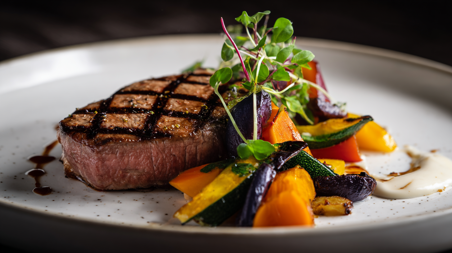 A plate of meat and vegetables.