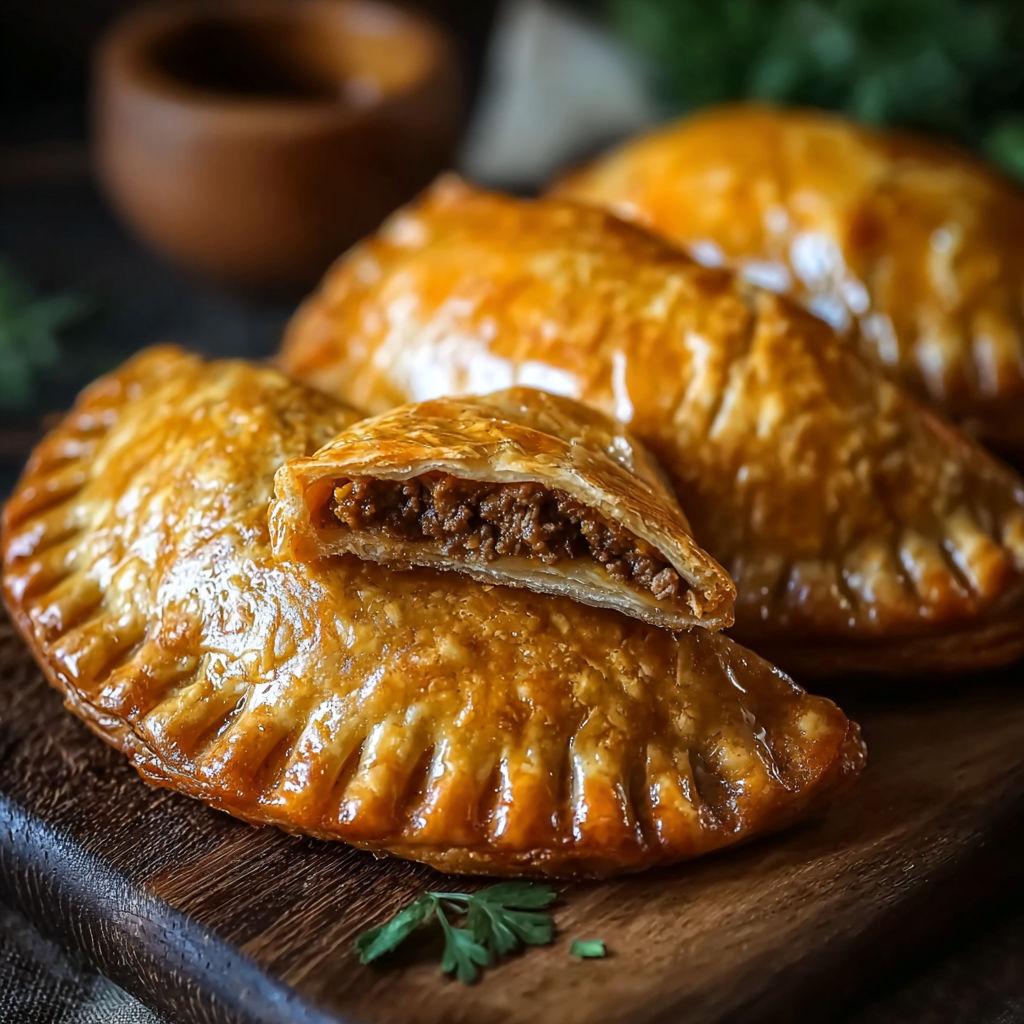 Three pastries on a wooden table.